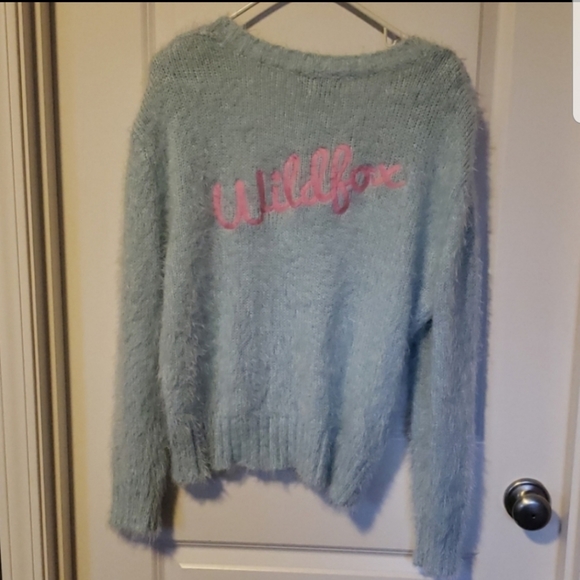 Wildfox Fun Fox Baby Blue Embroidered Cardigan M - Picture 8 of 8